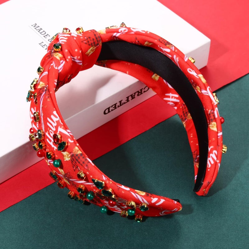 MOLOCH Christmas Headband for Women Christmas Tree Bow Snowflake Knotted Headband Jeweled Crystal Xmas Head Band Xmas Decorations Gifts - Image 3